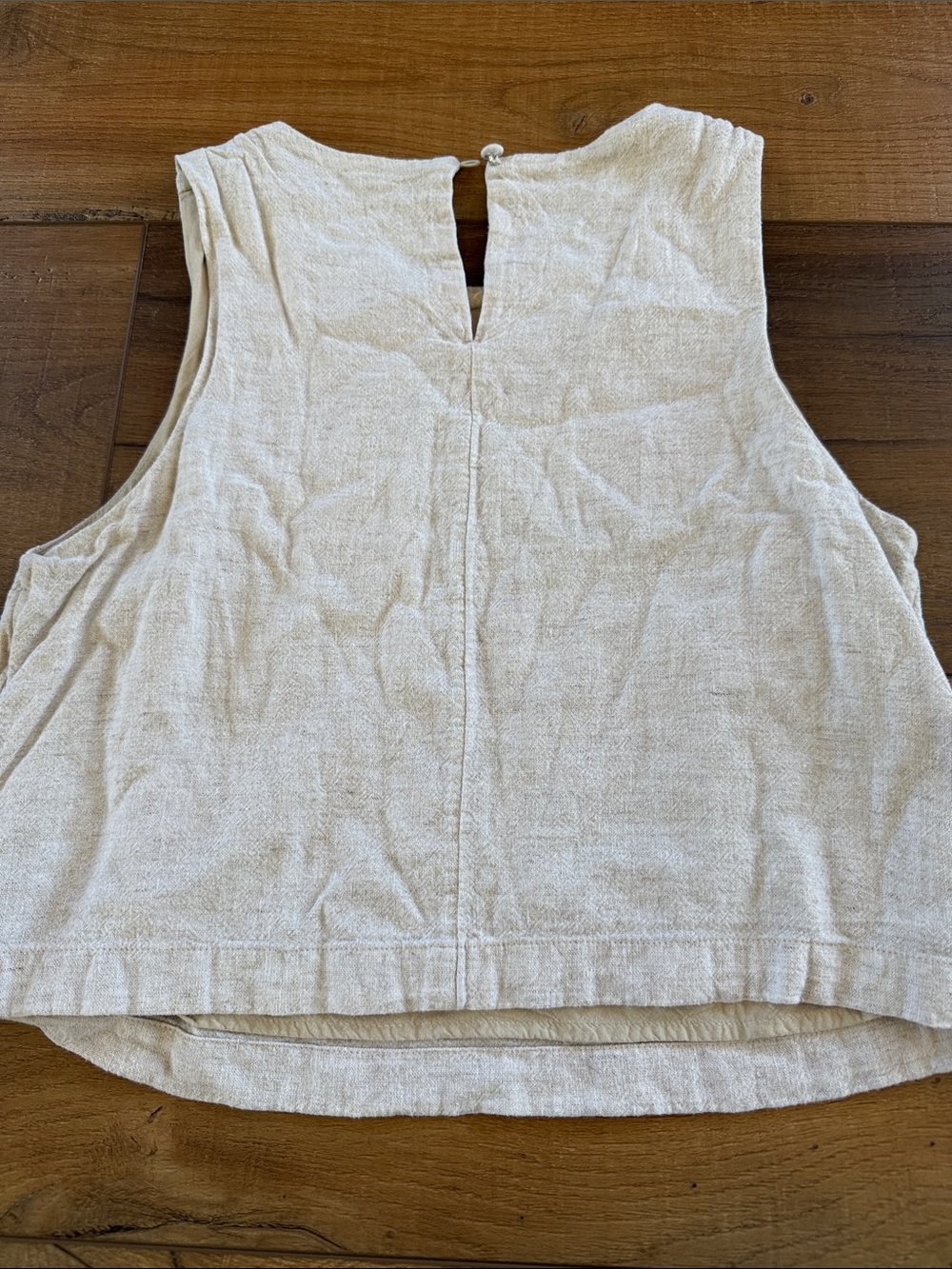Abercrombie & Fitch Light Cream oatmealTextured Linen Sleeveless Tank S - Picture 3 of 5